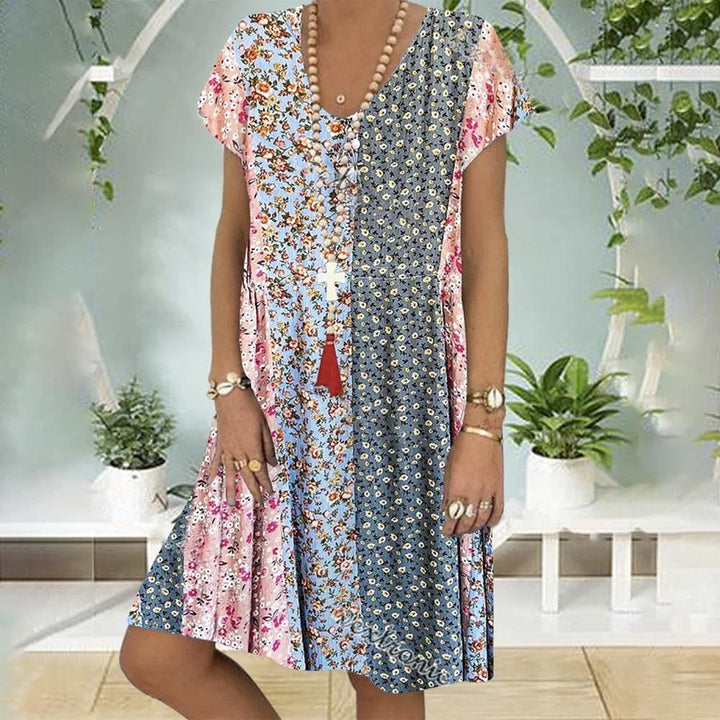 Noa | Boho Zomerjurk met Bloemenprint en A-Lijn Pasvorm