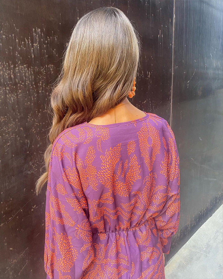 Elodie™ | Vintage Jurk met Lange Mouwen en V-Hals