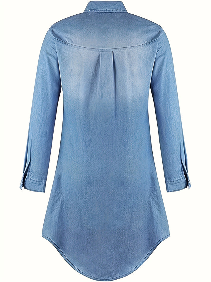 Tess | Denim Midi jurk met Knoopsluiting