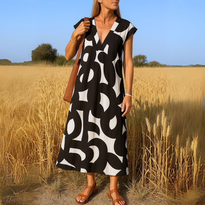 Sophie | Elegante zomerjurk met V-hals en verfijnde print