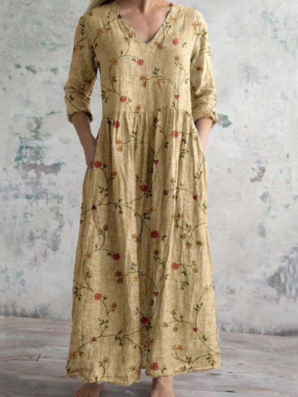 Celestine | Maxi jurk met vintage bloemenprint