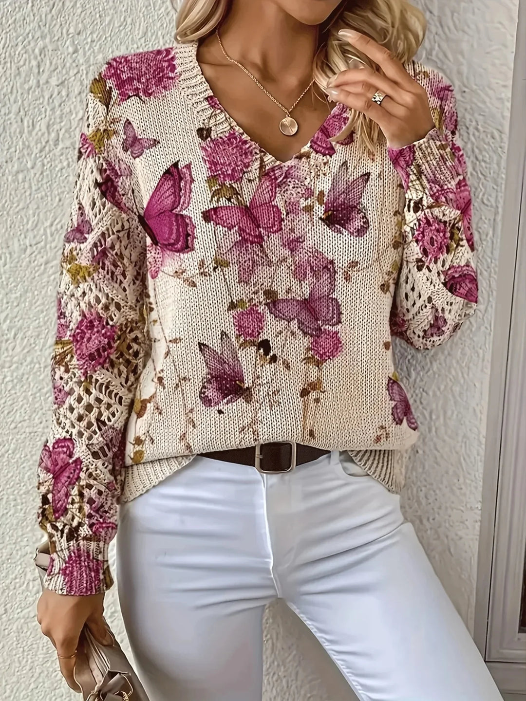 Amelie | Elegante trui met bloemendessin
