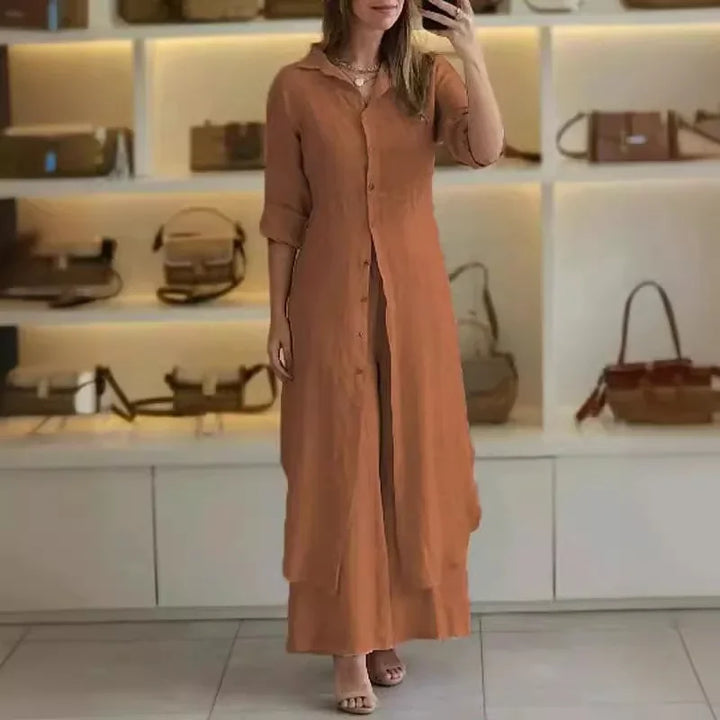 Isabeau | Linnen set met blousejurk en broek