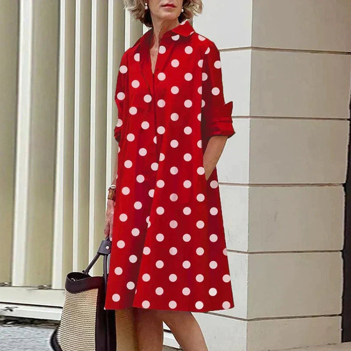 Clara | Retro Midi-Jurk met Kraag en Elegante A-Lijn