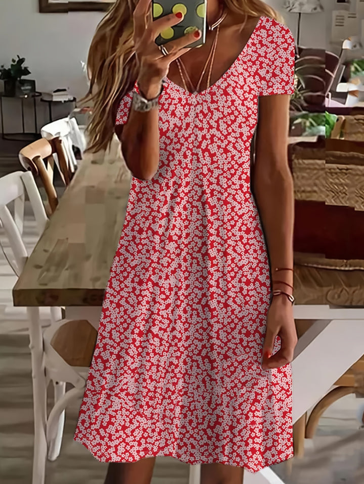 Marise | Zomerjurk met bloemenprint en elegante V-hals
