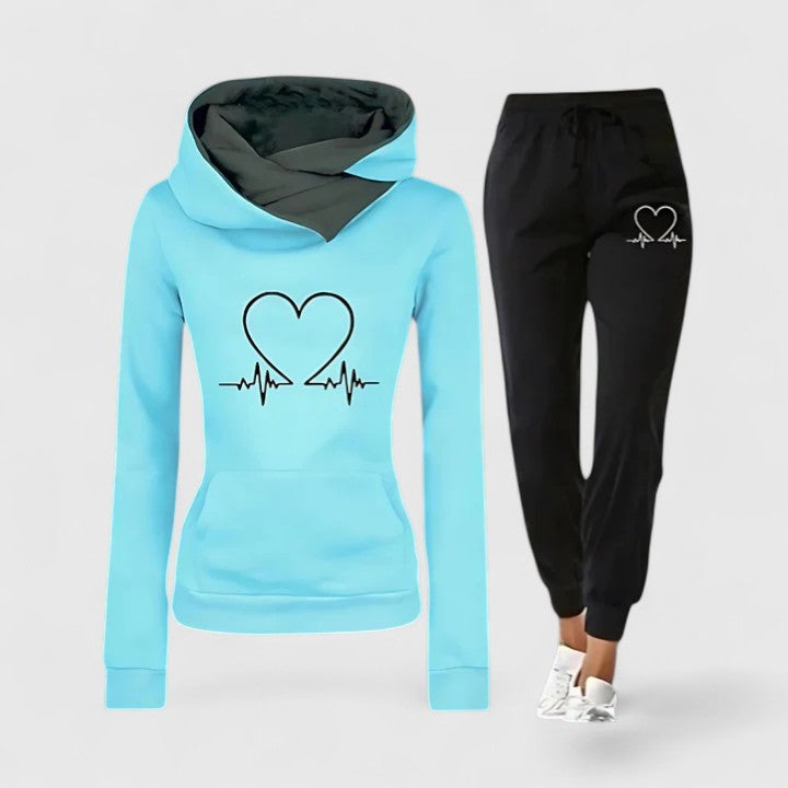 Lisette | Comfortabele hoodie-set met hartslagdetail