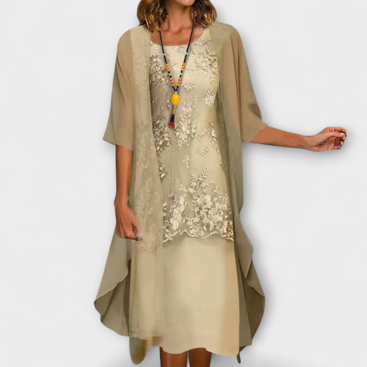 Céline | Elegante jurk met smokdetail en verfijnde afwerking