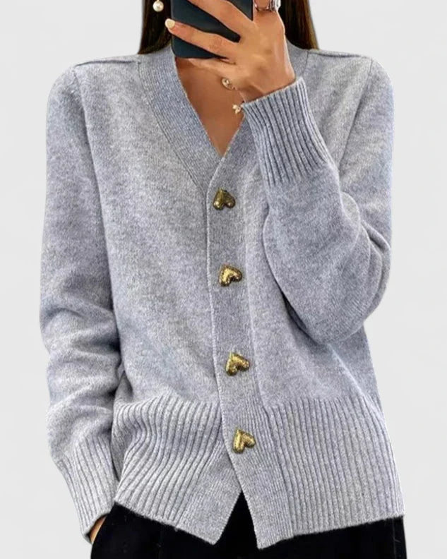 Annette | Elegante cardigan met hartknopen
